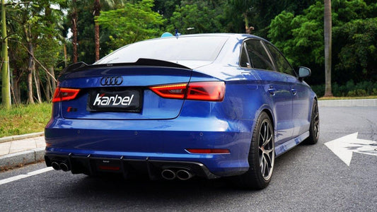 Audi S3 A3 S-line (with s-line bumper) 8V 2014 2015 2016 With Aftermarket Parts - Rear Diffuser Pre-preg Carbon Fiber from Karbel Carbon