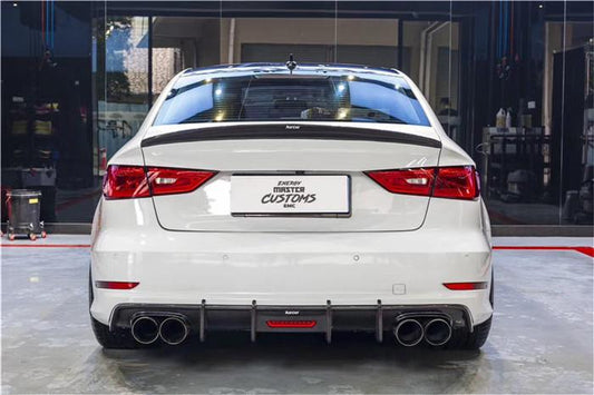 Audi S3 A3 S-line (with s-line bumper) 8V 2014 2015 2016 With Aftermarket Parts - Rear Diffuser Pre-preg Carbon Fiber from Karbel Carbon