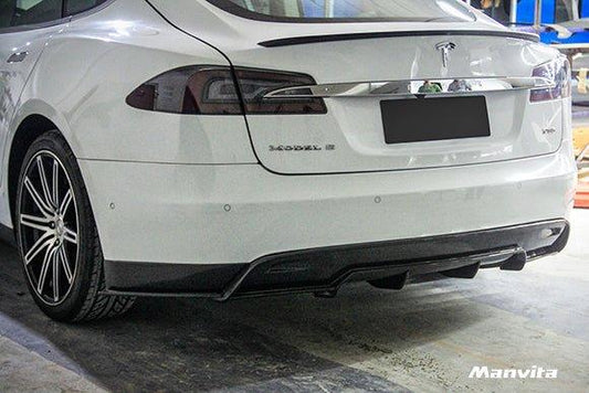 Manvita Carbon Fiber Rear Diffuser 3 Pcs For Tesla Model S 2012-2015 - Performance SpeedShop