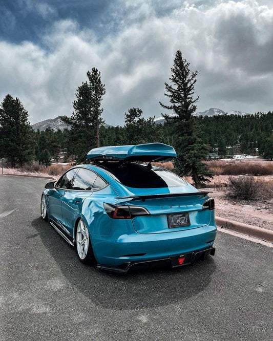 Tesla Model 3 Performance Long Range Standard Base 2017-2023 with Aftermarket Parts - V3 Style Rear Diffuser Carbon Fiber / FRP from CMST Tuning