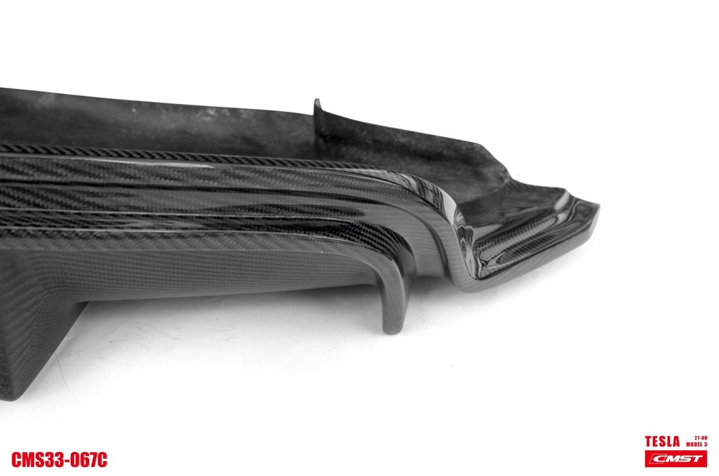 New Release!! CMST Tesla Model 3 Carbon Fiber Rear Diffuser Ver.4 with tow hook access - Performance SpeedShop