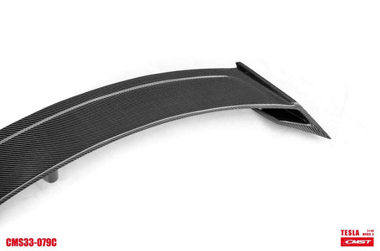 Tesla Model 3 Performance Long Range Standard Base 2017-2023 with Aftermarket Parts -V5 Style Rear Spoiler Wing Carbon Fiber / FRP from CMST Tuning