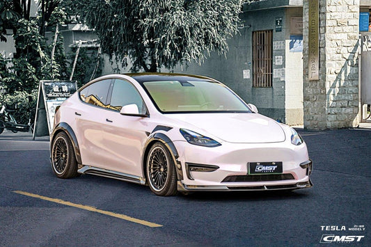 Tesla Model Y Performance AWD Long Range RWD Standard 2020-ON with Aftermarket Parts - Front Fenders Pre-preg Carbon Fiber / FRP from CMST Tuning