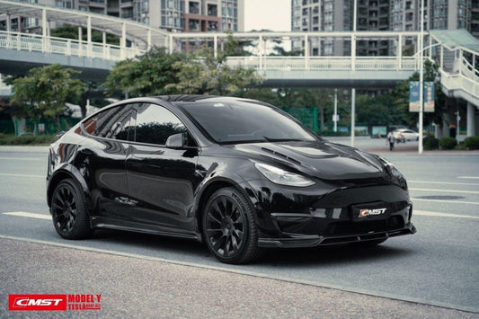 Tesla Model Y Performance AWD Long Range RWD Standard 2020-ON with Aftermarket Parts - V1 Style Hood Bonnet Carbon Fiber / FRP from CMST Tuning 
