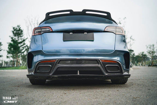 Tesla Model Y Performance AWD Long Range RWD Standard 2020-ON with Aftermarket Parts - V3 Style Rear Diffuser Carbon Fiber / FRP from CMST Tuning