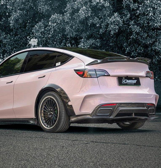 Tesla Model Y Performance AWD Long Range RWD Standard 2020-ON with Aftermarket Parts - V3 Style Rear Trunk Spoiler Carbon Fiber / FRP from CMST Tuning