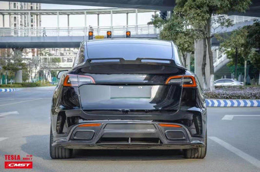 Tesla Model Y Performance AWD Long Range RWD Standard 2020-ON with Aftermarket Parts - V3 Style Rear Trunk Spoiler Carbon Fiber / FRP from CMST Tuning