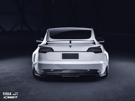 Tesla Model 3 Performance Long Range Standard Base 2017-2023 with Aftermarket Parts - Widebody Fenders & Wheel Arches Carbon Fiber / FRP from CMST Tuning