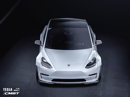 Tesla Model 3 Performance Long Range Standard Base 2017-2023 with Aftermarket Parts - Widebody Fenders & Wheel Arches Carbon Fiber / FRP from CMST Tuning