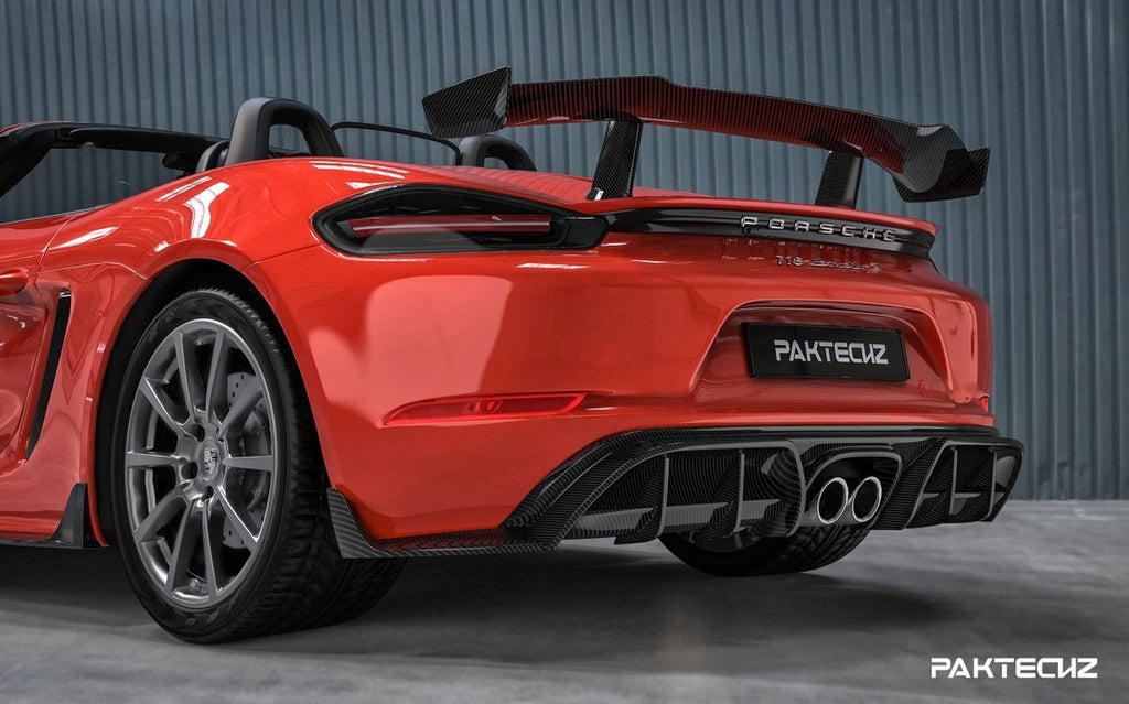 Paktechz Porsche 718 Boxster / Cayman Dry Carbon Fiber Rear Diffuser & Rear Canards - Performance SpeedShop