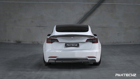 Paktechz Tesla Model 3 Dry Carbon Fiber Rear Diffuser - Performance SpeedShop