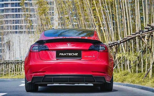 Paktechz Tesla Model 3 Dry Carbon Fiber Rear Diffuser - Performance SpeedShop