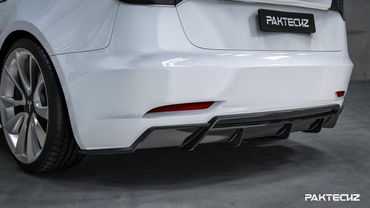 Paktechz Tesla Model 3 Dry Carbon Fiber Rear Diffuser - Performance SpeedShop