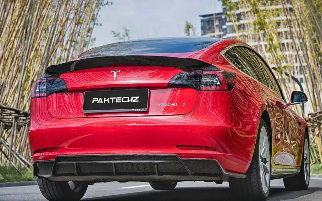 Paktechz Tesla Model 3 Dry Carbon Fiber Rear Diffuser - Performance SpeedShop