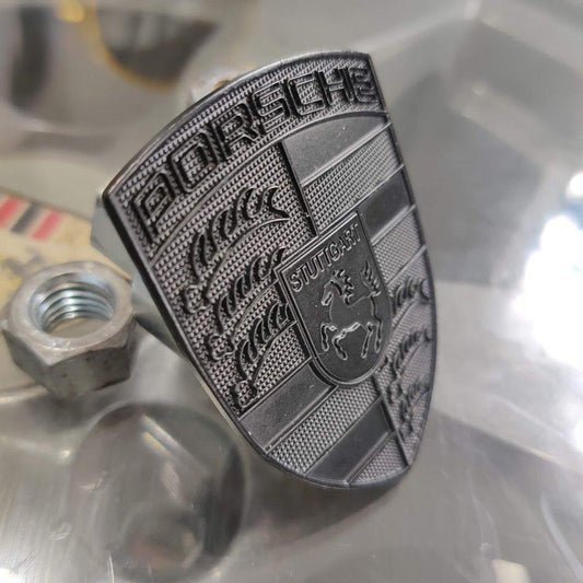 Porsche Crest Emblem Badge - Blacked Out Metal - Performance SpeedShop