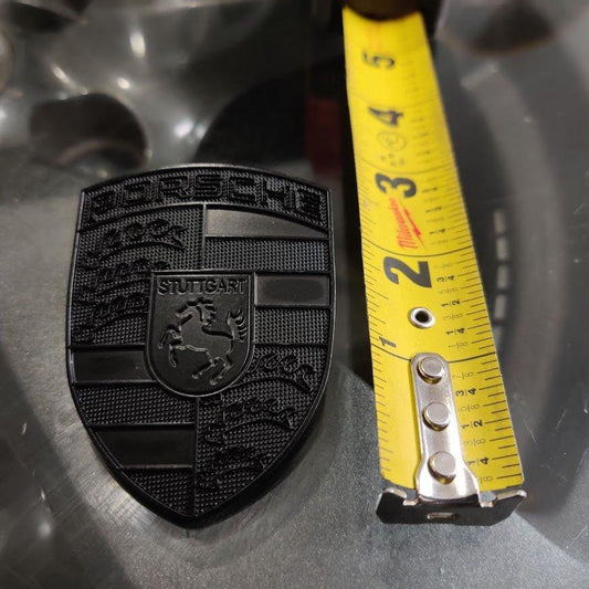 Porsche Crest Emblem Badge - Blacked Out Metal - Performance SpeedShop