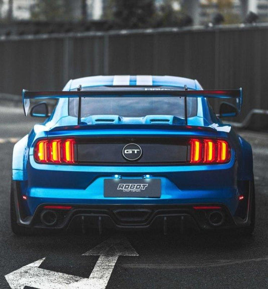 Ford Mustang Ecoboost V6 GT March1 Bullitt S550.1 S550.2 2015 2016 2017 2018 2019 2020 2021 2022 2023 with Aftermarket Parts - "CAVALIER" Ducktail Spoiler & Rear Trunk Lid Cover Carbon Fiber / FRP from Robot Craftsman