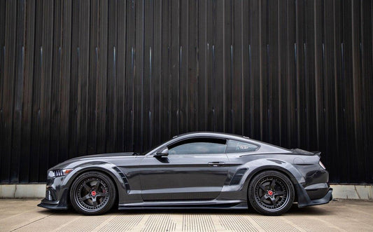 Ford Mustang Ecoboost V6 GT March1 Bullitt S550.1 S550.2 2015-2023 (note: dual exhaust tips) with Aftermarket Parts - CAVALIER Rear Diffuser Carbon Fiber/FRP from Robot Craftsman