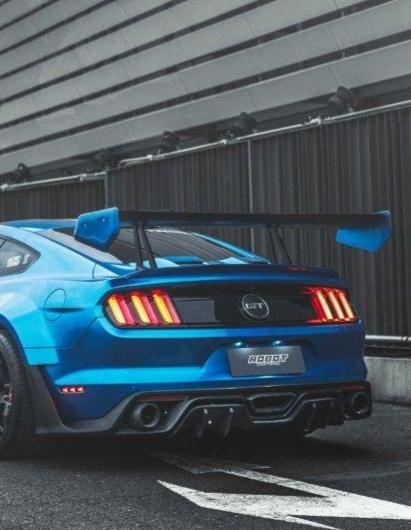 Ford Mustang Ecoboost V6 GT March1 Bullitt S550.1 S550.2 2015 2016 2017 2018 2019 2020 2021 2022 2023 with Aftermarket Parts - CAVALIER Rear GT Wing Carbon Fiber / FRP from Robot Craftsman