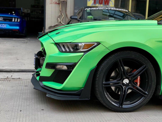 Ford Mustang Ecoboost V6 GT S550.1 2015 2016 2017 with Aftermarket Parts - CAVALIER Widebody Front Bumper & Lip & Replacement Front Lip Only Carbon Fiber / FRP from Robot Craftsman