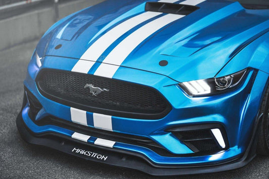 Ford Mustang Ecoboost V6 GT S550.1 2015 2016 2017 with Aftermarket Parts - CAVALIER Widebody Front Bumper & Lip & Replacement Front Lip Only Carbon Fiber / FRP from Robot Craftsman