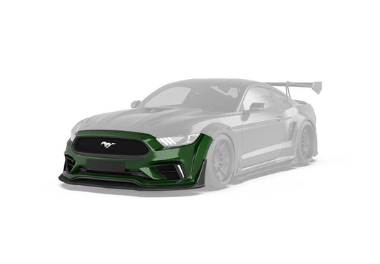 Ford Mustang Ecoboost V6 GT S550.1 2015 2016 2017 with Aftermarket Parts - CAVALIER Widebody Front Bumper & Lip & Replacement Front Lip Only Carbon Fiber / FRP from Robot Craftsman