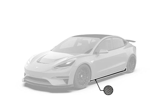 Tesla Model 3 Performance Long Range Standard Base 2017-2023 with Aftermarket Parts - Crypton Side Skirts Carbon Fiber / FRP from Robot Craftsman