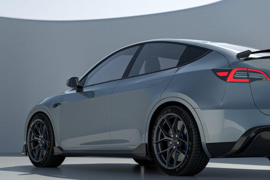 Tesla Model Y Performance AWD Long Range RWD Standard 2020 2021 2023 2024 with Aftermarket Parts - "CRYPTON" Side Skirts Carbon Fiber / FRP from Robot Craftsman