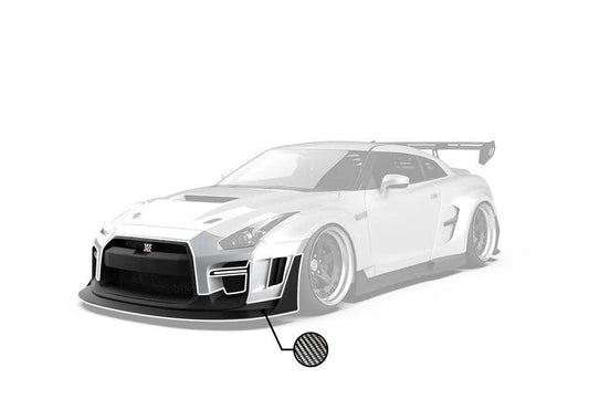 Nissan GTR Nismo Black Edition Track Edition Premium Base CBA DBA 2008 2009 2010 2011 2012 2013 2014 2015 2016 (for installation on 2017 2018 2019 2020 2021 2022 2023 2024 vehicles, 2008 2009 2010 2011 2012 2013 2014 2015 2016 hood is recommended) with Aftermarket Parts - "Godzilla" Widebody Front Bumper & Front Lip Carbon Fiber / FRP from Robot Craftsman