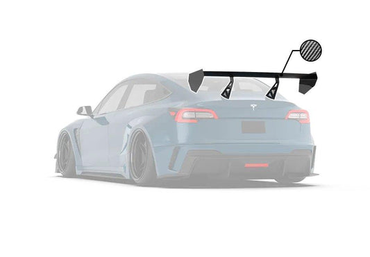 Tesla Model 3 Performance Long Range Standard Base 2017 2018 2019 2020 2021 2022 2023 with Aftermarket Parts - "Hacker" V2 GT Rear Spoiler Wing Carbon Fiber / FRP from Robot Craftsman