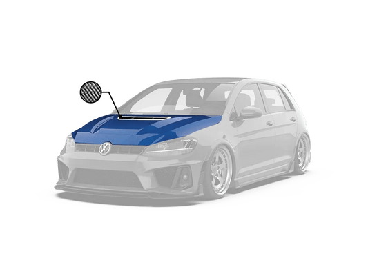 Volkswagen Golf R GTI Base MK7 MK7.5 2015 2016 2017 2018 2019 2020 2021 with Aftermarket Parts - Hood Bonnet Carbon Fiber / FRP from Robot Craftsman