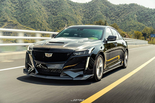 Cadillac CT5 CT5-V Sport Premium Luxury Base 2020 2021 2022 2023 2024 with Aftermarket Parts - "PRISM" Front Bumper & Front Lip Carbon Fiber / FRP from Robot Craftsman