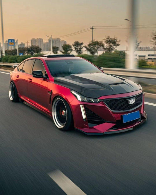 Cadillac CT5 CT5-V Blackwing Sport Premium Luxury Base 2020 2021 2022 2023 2024 with Aftermarket Parts - "PRISM" Hood Bonnet Carbon Fiber / FRP from Robot Craftsman