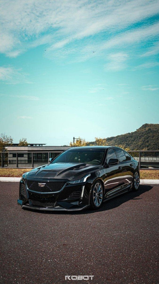 Cadillac CT5 CT5-V Blackwing Sport Premium Luxury Base 2020 2021 2022 2023 2024 with Aftermarket Parts - "PRISM" Hood Bonnet Carbon Fiber / FRP from Robot Craftsman