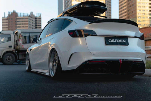 Tesla Model Y Performance AWD Long Range RWD Standard 2020 2021 2023 2024 with Aftermarket Parts - "STARSHIP" Rear Ducktail Spoiler Carbon Fiber / FRP from Robot Craftsman