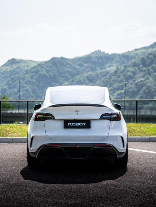 Tesla Model Y Performance AWD Long Range RWD Standard 2020 2021 2023 2024 with Aftermarket Parts - "STARSHIP" Rear Ducktail Spoiler Carbon Fiber / FRP from Robot Craftsman