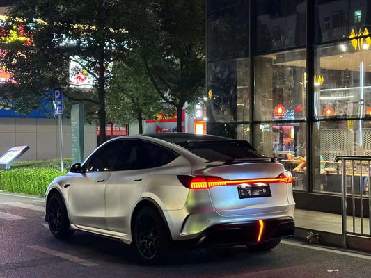 Tesla Model Y Performance AWD Long Range RWD Standard 2020 2021 2023 2024 with Aftermarket Parts - "STARSHIP" Rear Spoiler Wing Carbon Fiber / FRP from Robot Craftsman