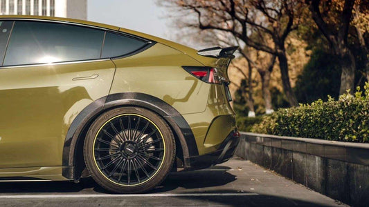 Tesla Model Y Performance AWD Long Range RWD Standard 2020 2021 2022 2023 2024 with Aftermarket Parts - "STARSHIP" Widebody Wheel Arches Carbon Fiber / FRP from Robot Craftsman