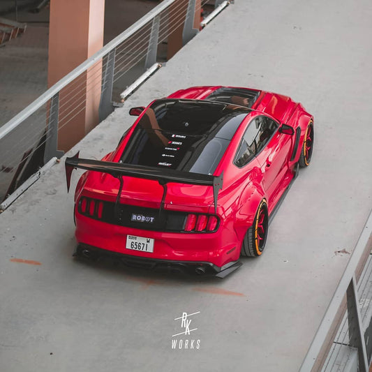 Ford Mustang Ecoboost V6 GT March1 Bullitt S550.1 S550.2 2015-2023 (note: dual exhaust tips) with Aftermarket Parts - "STORM" Rear Diffuser Carbon Fiber / FRP from Robot Craftsman
