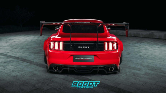 Ford Mustang Ecoboost V6 GT March1 Bullitt S550.1 S550.2 2015-2023 (note: dual exhaust tips) with Aftermarket Parts - "STORM" Rear Diffuser Carbon Fiber / FRP from Robot Craftsman