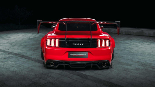 Ford Mustang Ecoboost V6 GT March1 Bullitt S550.1 S550.2 2015-2023 (note: dual exhaust tips) with Aftermarket Parts - "STORM" Rear Diffuser Carbon Fiber / FRP from Robot Craftsman