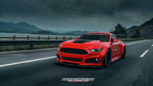 Ford Mustang Ecoboost V6 GT March1 Bullitt S550.1 S550.2 2015 2016 2017 2018 2019 2020 2021 2022 2023 with Aftermarket Parts - STORM Front Bumper Canards Carbon Fiber/FRP from Robot Craftsman