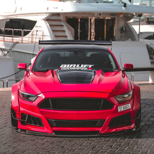 Ford Mustang Ecoboost V6 GT March1 Bullitt S550.1 S550.2 2015 2016 2017 2018 2019 2020 2021 2022 2023 with Aftermarket Parts - STORM Front Bumper Canards Carbon Fiber/FRP from Robot Craftsman