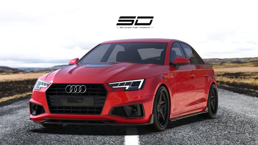 SD Carbon Carbon Fiber Front Lip For Audi A4 S-Line & S4 2019-ON B9 B9.5 - Performance SpeedShop