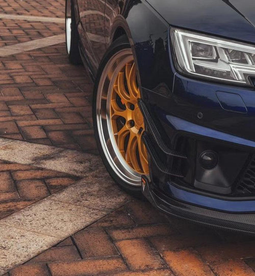 TAKD Carbon Carbon Fiber Front Bumper Canards for Audi A4 S-Line & S4 2017-2019 B9 - Performance SpeedShop