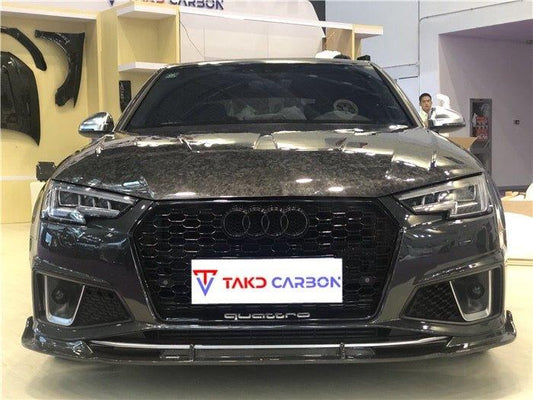 Audi S4 A4 S-line (with s-line bumper) B9 2017 2018 2019 with Aftermarket Parts - Front Lip Pre-preg Carbon Fiber from TAKD Carbon
