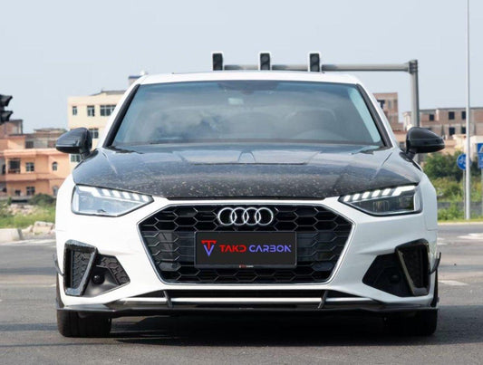 Audi RS4 S4 A4 (all models) B9 / B9.5 2017-ON with Aftermarket Parts - V1 Style Hood Pre-preg Carbon Fiber from TAKD Carbon