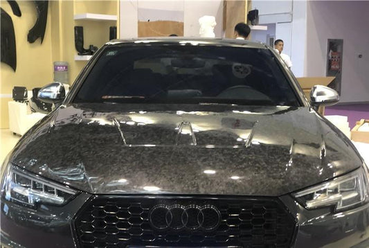 Audi RS4 S4 A4 (all models) B9 / B9.5 2017-ON with Aftermarket Parts - V1 Style Hood Pre-preg Carbon Fiber from TAKD Carbon