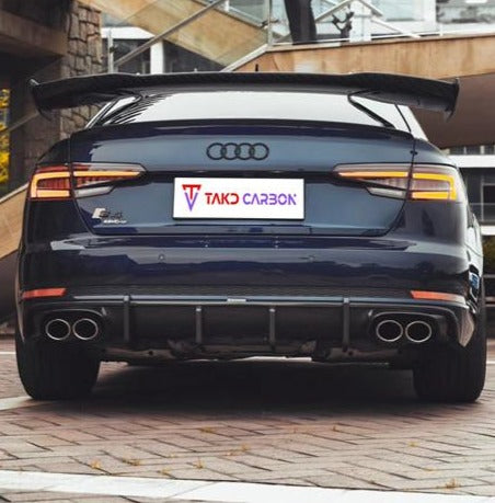 Audi S4 A4 S-line (with s-line bumper) B9 2017 2018 2019 with Aftermarket Parts - Rear Diffuser Pre-preg Carbon Fiber from TAKD Carbon