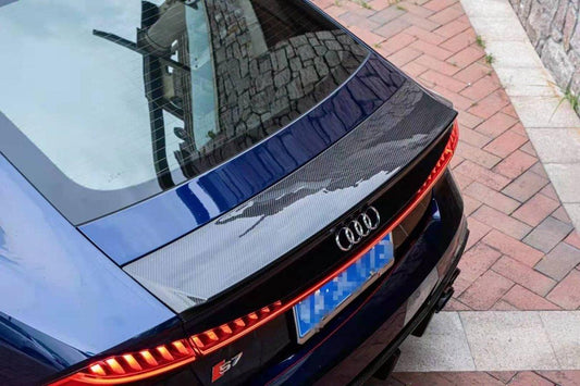 Audi S7 A7 C8 2019 2020 2021 2022 2023 2024 with Aftermarket Parts - Rear Spoiler Pre-preg Carbon Fiber from TAKD Carbon